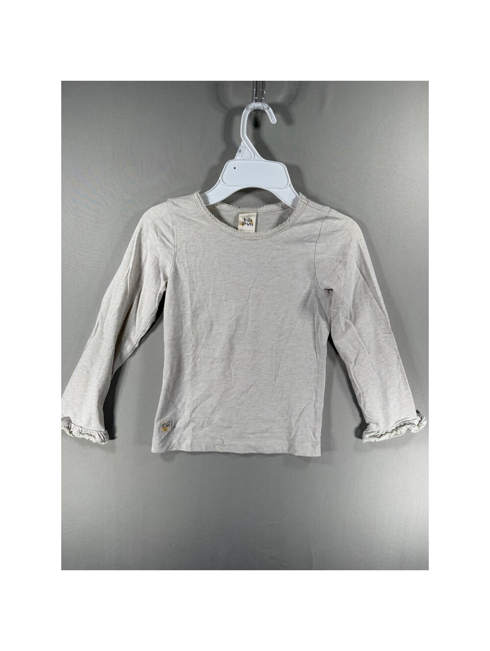 Wildflowers Girls Oatmeal Heather Long Sleeve Ruffle Bee Top Size 6